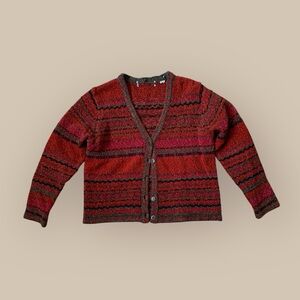 Women's Red,burgundy and Black Patterned Sweater